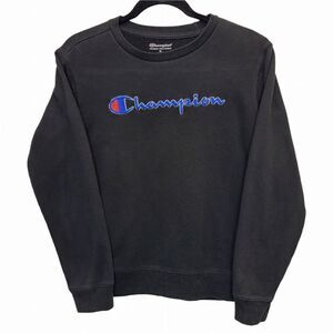 Champion Boys Black Embroidered Crew Neck Pullover Sweater XL (Boys)